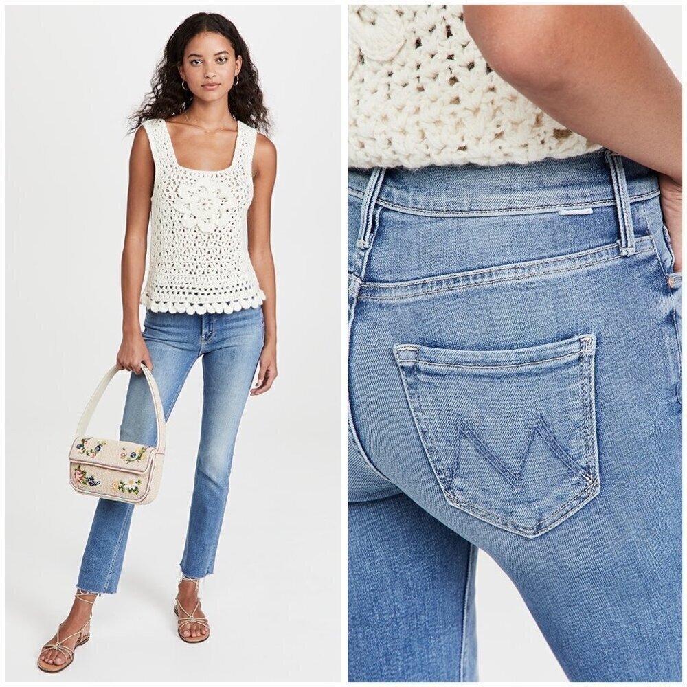 💕MOTHER💕 Mid Rise Dazzler Ankle Fray Jeans - Riding The Cliffside 30 NWOT